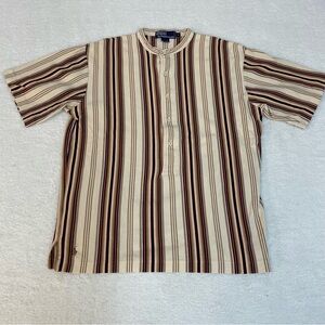 Vintage Polo Ralph Lauren Men's Striped Shirt Beige Brown Preppy Old Money Rare